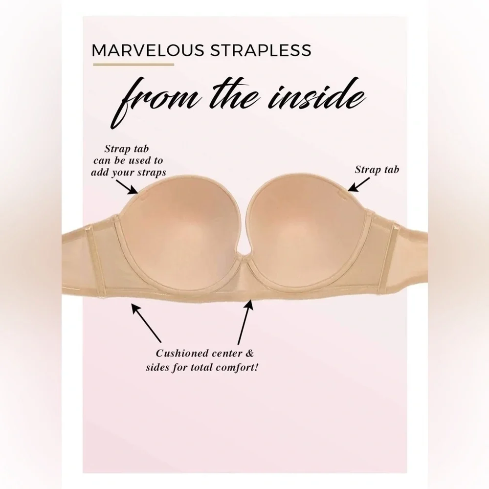 Paramour by Felina Marvelous Strapless Full Busted‎ Neutral Underwire Bra 38DDD - Picture 13 of 13